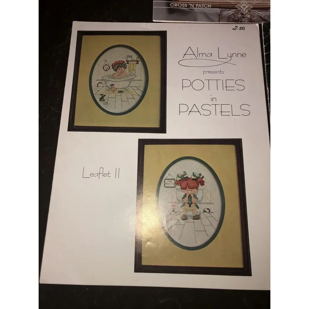 Lot Of 5 Vtg Christian cross‎ stitch patterns Love Sampler My Husband Geranium